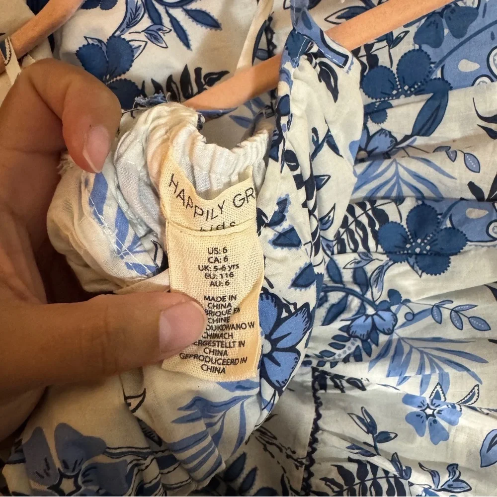 Floral Blue and White Girls Sundress - Picture 6 of 7